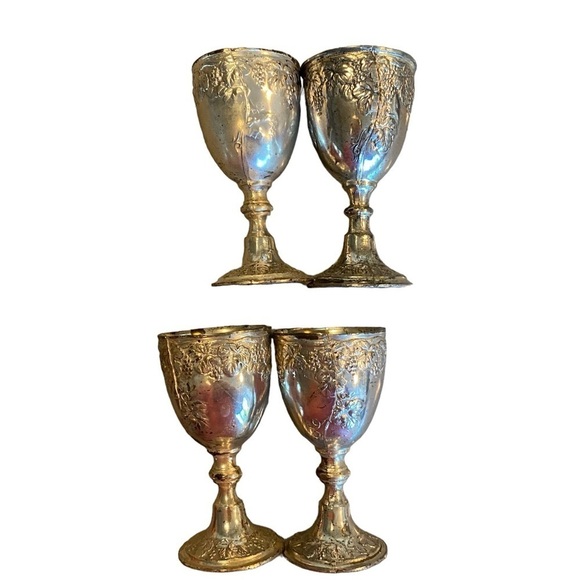 vintage silver plated metal cordial goblet set - Picture 6 of 8